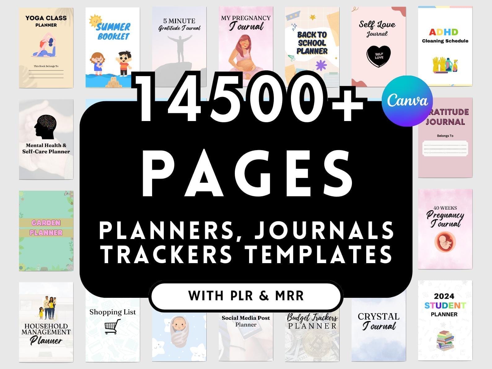 A collection of PLR Canva templates for planners