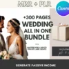 All-in-One wedding bundle with PLR MRR for resell right Wedding templates for passive income Customizable wedding planner templates Hyperlinked digital itineraries for weddings
