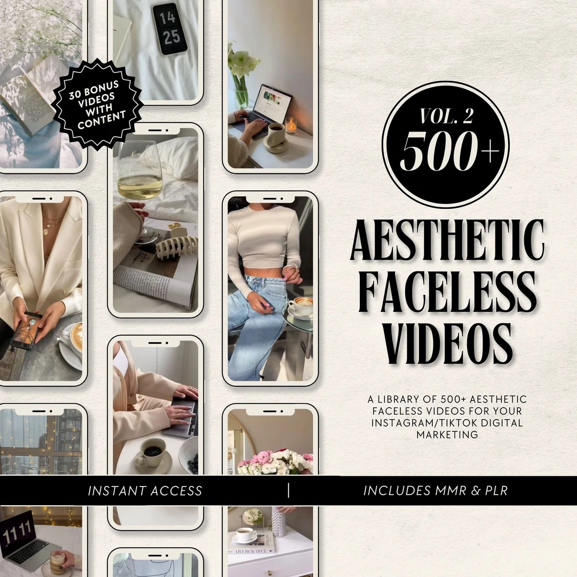 Faceless reels bundle for Instagram Editable Canva templates for Instagram reels Aesthetic faceless videos for TikTok and Instagram MRR PLR faceless reels content bundle