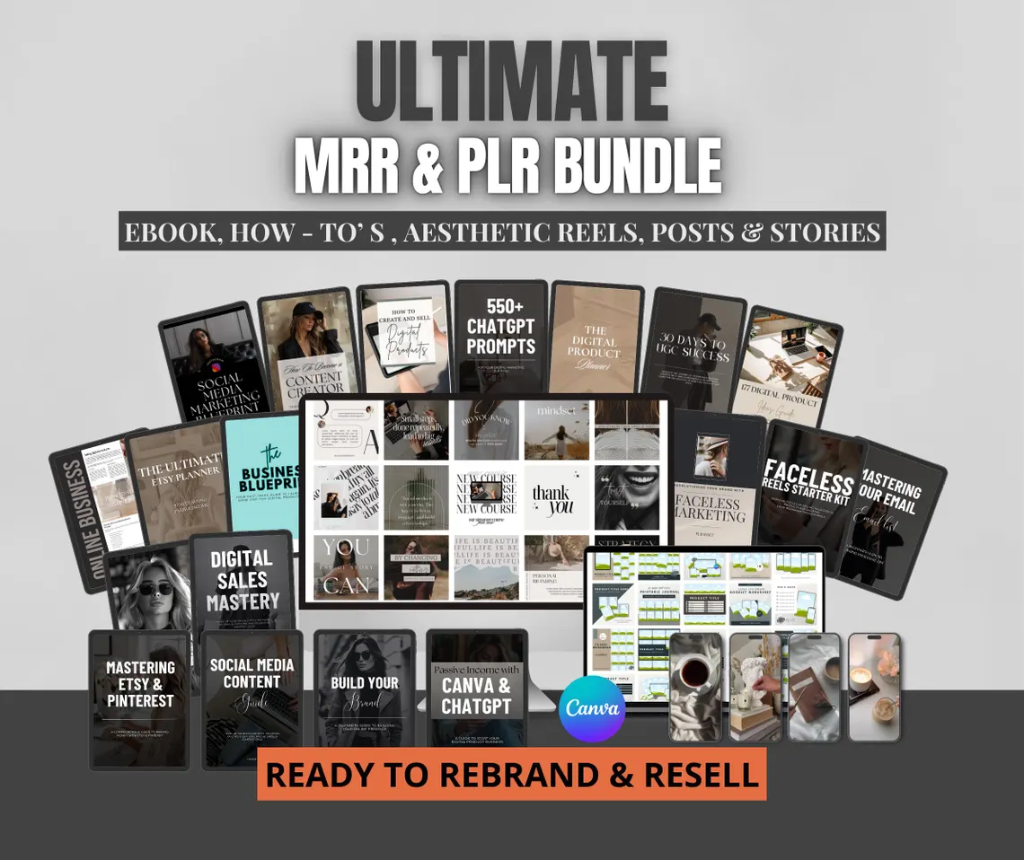 Ultimate PLR and MRR Bundle for passive income Resellable digital products with Master Resell Rights PLR content bundle for branding and profit