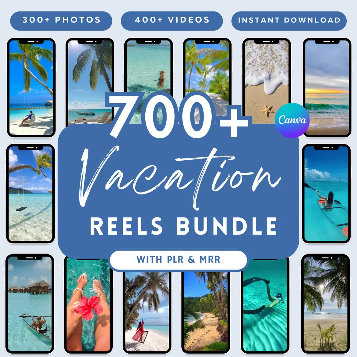 beach vacation reels bundle MRR beach photos for Instagram digital marketing beach visuals